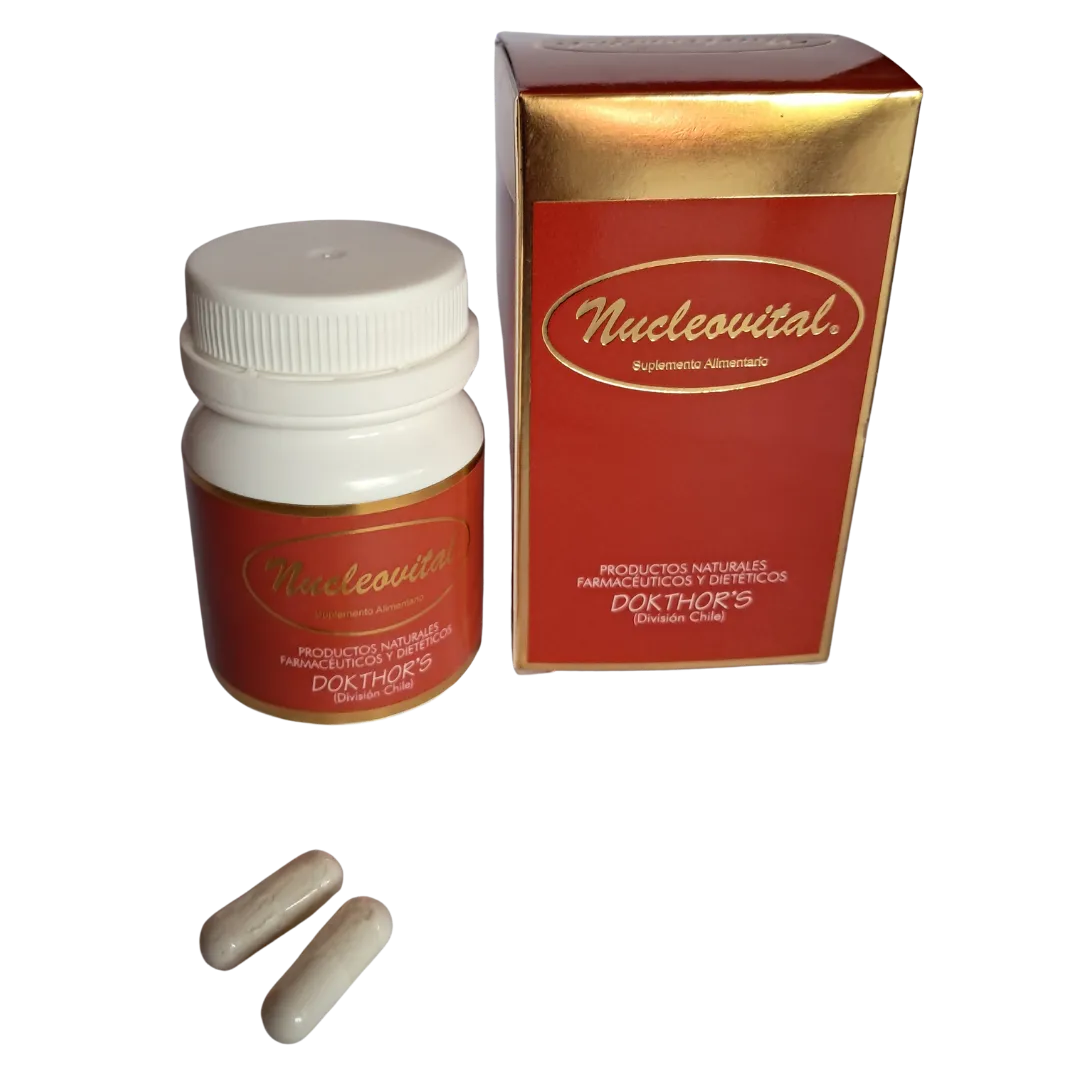 Frasco y caja del multivitamínico Nucleovital